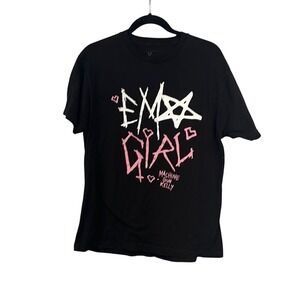 XX Women's Machine Gun Kelly Emo Girl MGK Pullover Black Short Sleeve Tee Size L
